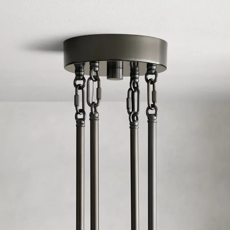 Ronde Kroonluchter Geribbeld Glas Stalen Frame 38-60cm Hanglamp Meerlichts Eetkamer Trap Balzaal Woonkamer | Sansoti
