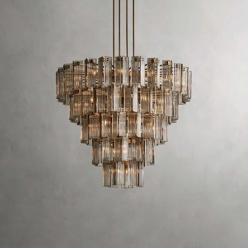Ronde Kroonluchter Geribbeld Glas Stalen Frame 38-60cm Hanglamp Meerlichts Eetkamer Trap Balzaal Woonkamer | Sansoti