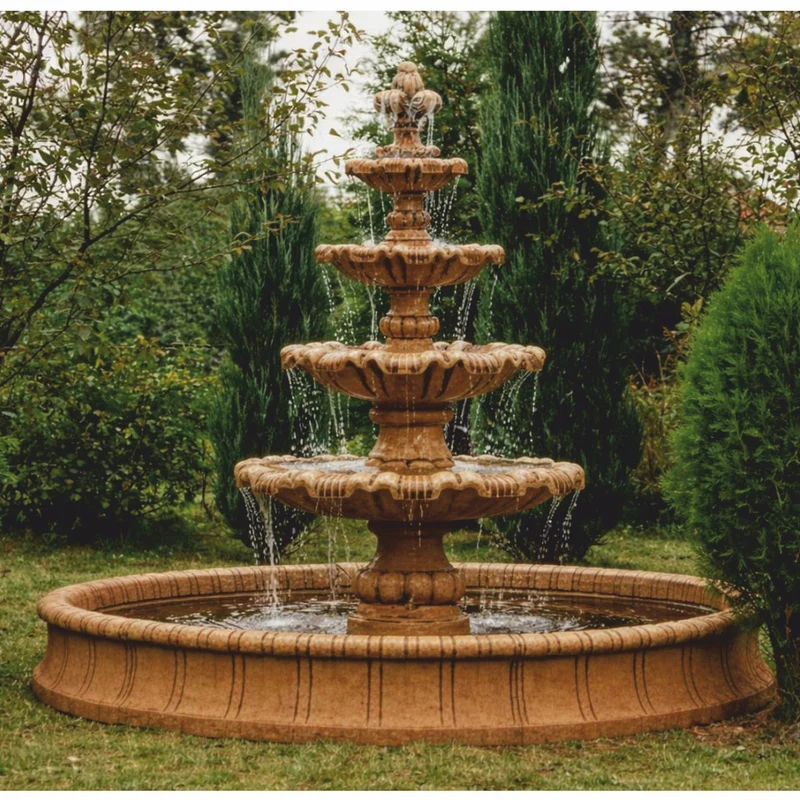 Casa Padrino Barock Springbrunnen Umrandung Braun Ø 280 x H. 35 cm