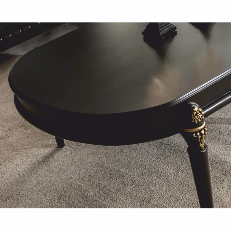 Casa Padrino Luxus Barock Couchtisch Dunkelbraun / Gold 128 cm - Barock Möbel