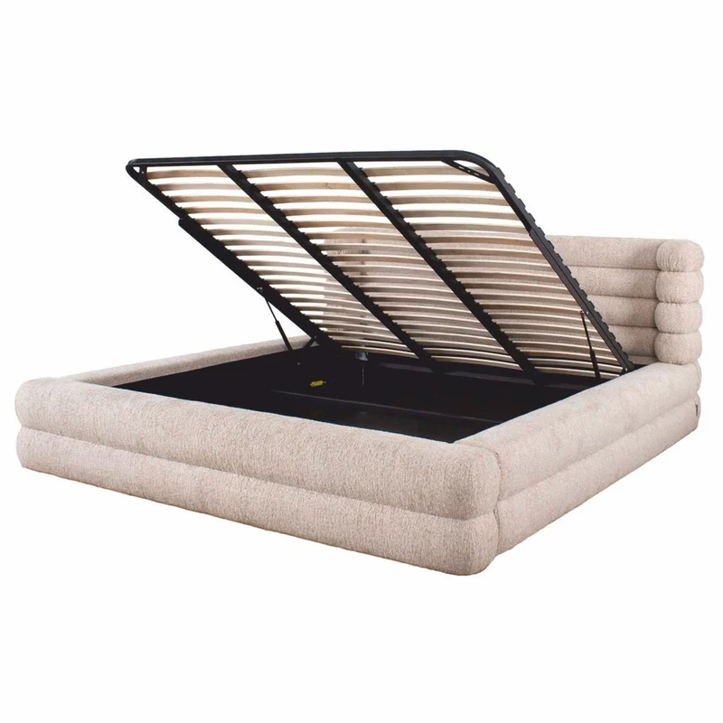 Casa Padrino Luxus Doppelbett Naturfarben 180 x 210 cm - Schlafzimmer Möbel