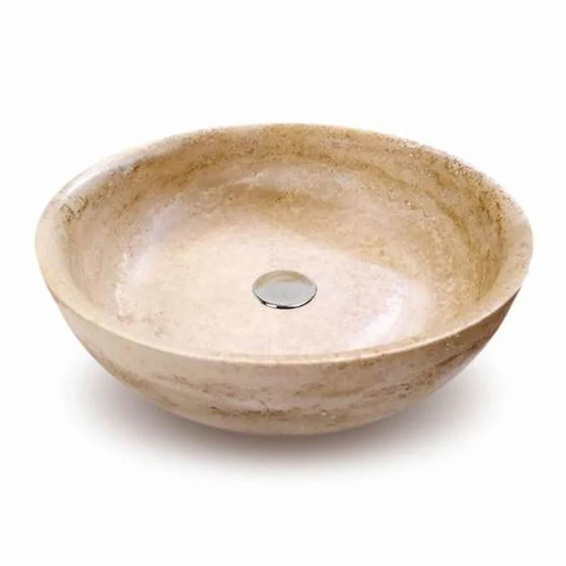 Casa Padrino Luxus Travertin Waschbecken Schale Beige Ø 40 cm - Badezimmer Accessoires