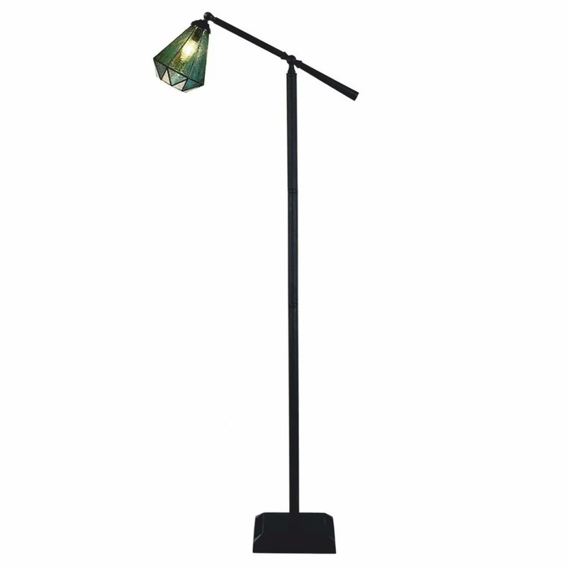 Casa Padrino Art Deco Tiffany Stehleuchte Grün / Schwarz H. 185 cm - Tiffany Leuchten