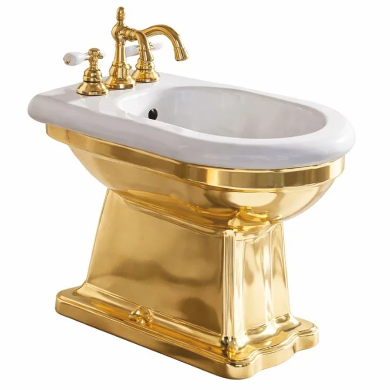 Casa Padrino Luxus Jugendstil Bidet Weiß / Gold - Badezimmer Accessoires - Made in Italy