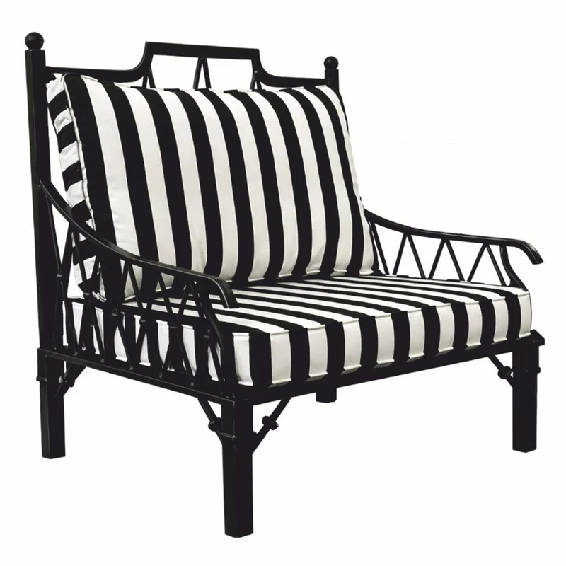 Casa Padrino Luxus Jugendstil Sessel Schwarz / Weiß - Hotel & Garten Sessel