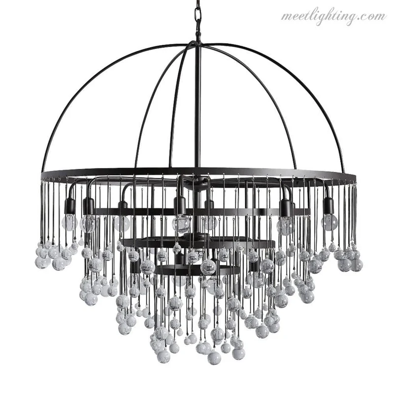 Viertrapskroonluchter met Kristallen 95cm Zwart Brons Messing Zilver Hanglamp Plafondverlichting Woonkamer | Sansoti
