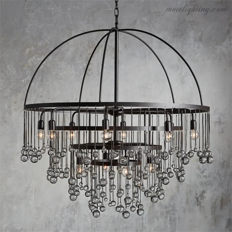 Viertrapskroonluchter met Kristallen 95cm Zwart Brons Messing Zilver Hanglamp Plafondverlichting Woonkamer | Sansoti