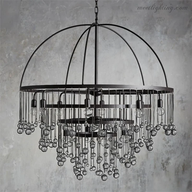 Viertrapskroonluchter met Kristallen 95cm Zwart Brons Messing Zilver Hanglamp Plafondverlichting Woonkamer | Sansoti