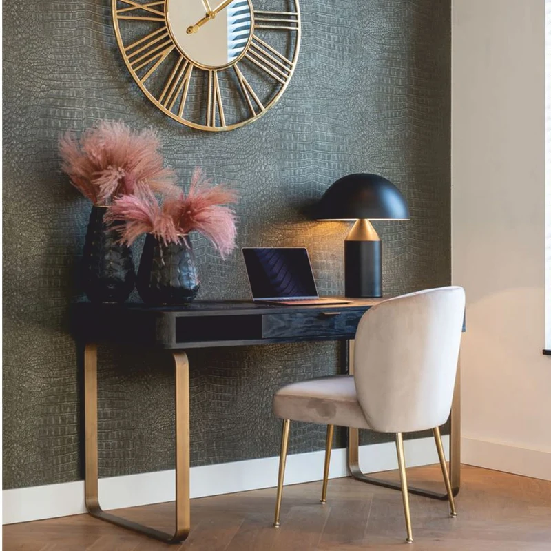 Casa Padrino Luxus Schreibtisch mit Schublade Antik Schwarz / Messing 140 cm - Büro Möbel
