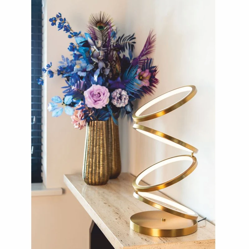 Casa Padrino Luxus LED Tischleuchte Gold Ø 25 x H. 53 cm - Runde Schreibtischleuchte