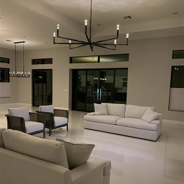 Lineaire Kroonluchter Gesmeed Metaal Glas 137cm 183cm 244cm Messing Brons Tinnen Eethoek Foyer Woonkamer | Sansoti