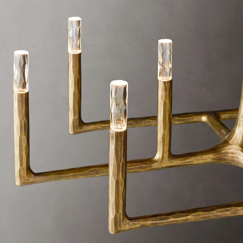 Lineaire Kroonluchter Gesmeed Metaal Glas 137cm 183cm 244cm Messing Brons Tinnen Eethoek Foyer Woonkamer | Sansoti