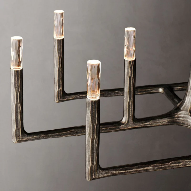 Lineaire Kroonluchter Gesmeed Metaal Glas 137cm 183cm 244cm Messing Brons Tinnen Eethoek Foyer Woonkamer | Sansoti