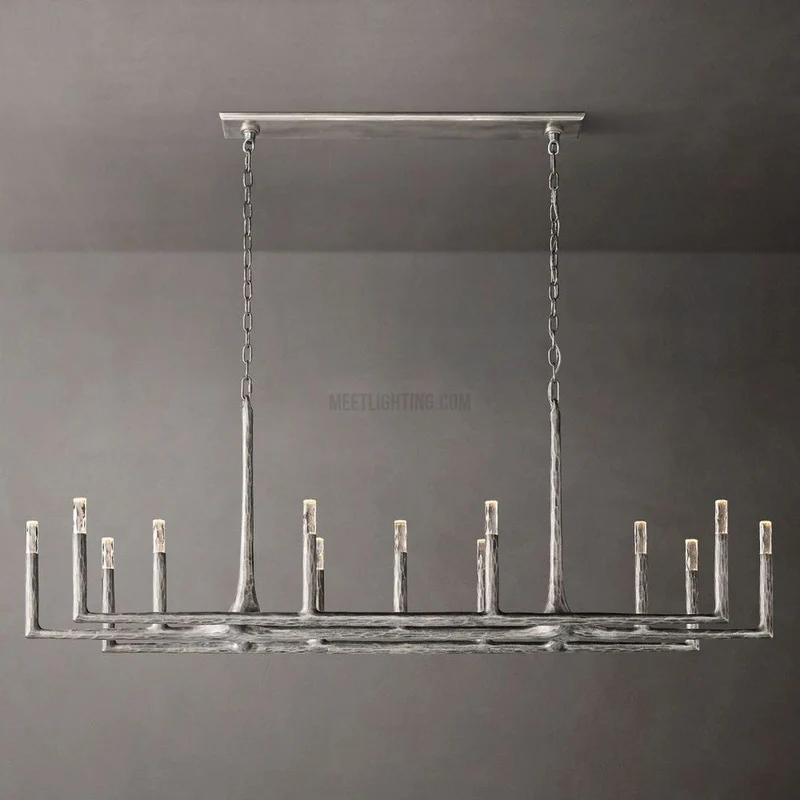 Lineaire Kroonluchter Gesmeed Metaal Glas 137cm 183cm 244cm Messing Brons Tinnen Eethoek Foyer Woonkamer | Sansoti