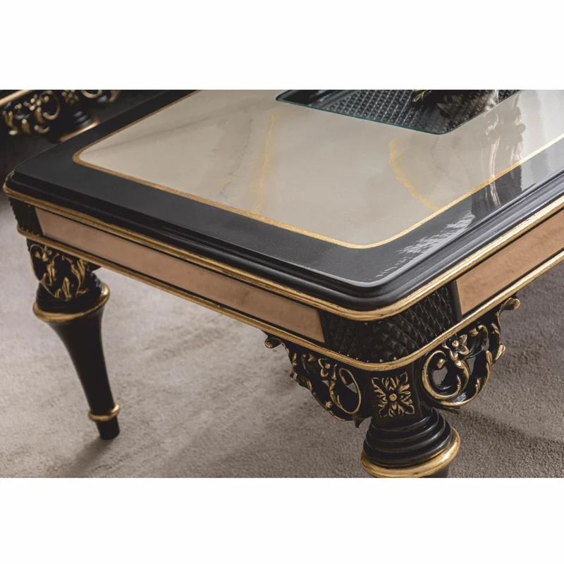 Casa Padrino Luxus Barock Couchtisch Beige / Braun / Gold 120 cm - Barock Möbel