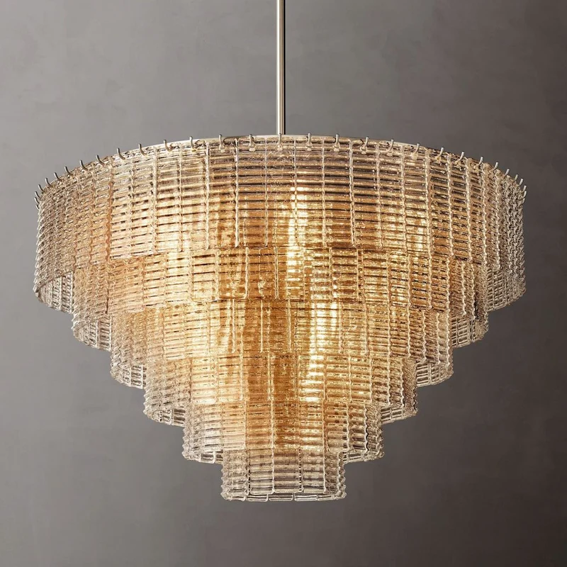 Ronde Kroonluchter Glas & Messing 41-65cm Eetkamer Woonkamer Foyer Entree Slaapkamer Hotelverlichting | Sansoti