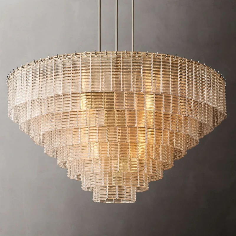 Ronde Kroonluchter Glas & Messing 41-65cm Eetkamer Woonkamer Foyer Entree Slaapkamer Hotelverlichting | Sansoti