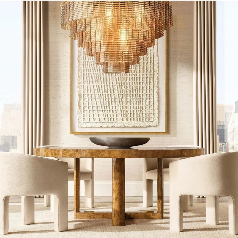 Ronde Kroonluchter Glas & Messing 41-65cm Eetkamer Woonkamer Foyer Entree Slaapkamer Hotelverlichting | Sansoti