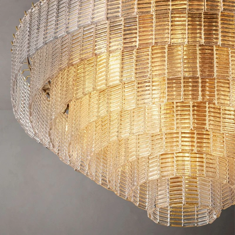 Ronde Kroonluchter Glas & Messing 41-65cm Eetkamer Woonkamer Foyer Entree Slaapkamer Hotelverlichting | Sansoti