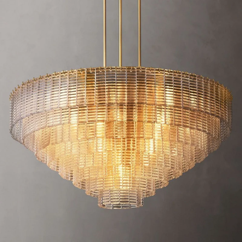 Ronde Kroonluchter Glas & Messing 41-65cm Eetkamer Woonkamer Foyer Entree Slaapkamer Hotelverlichting | Sansoti