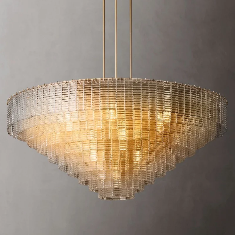 Ronde Kroonluchter Glas & Messing 41-65cm Eetkamer Woonkamer Foyer Entree Slaapkamer Hotelverlichting | Sansoti