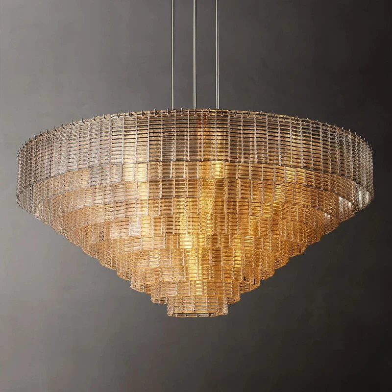 Ronde Kroonluchter Glas & Messing 41-65cm Eetkamer Woonkamer Foyer Entree Slaapkamer Hotelverlichting | Sansoti