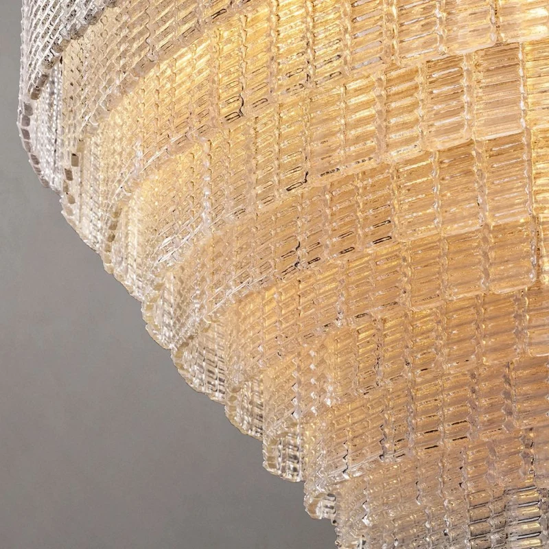 Ronde Kroonluchter Glas & Messing 41-65cm Eetkamer Woonkamer Foyer Entree Slaapkamer Hotelverlichting | Sansoti