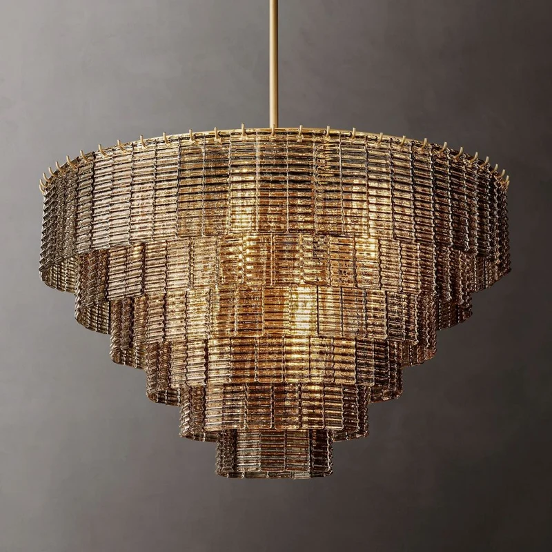 Ronde Kroonluchter Glas & Messing 41-65cm Eetkamer Woonkamer Foyer Entree Slaapkamer Hotelverlichting | Sansoti