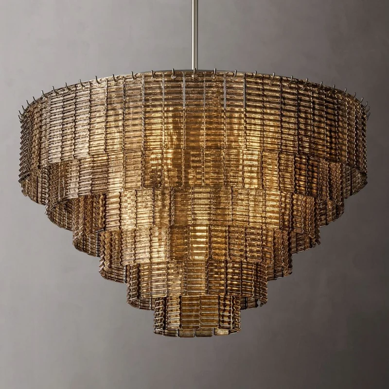 Ronde Kroonluchter Glas & Messing 41-65cm Eetkamer Woonkamer Foyer Entree Slaapkamer Hotelverlichting | Sansoti