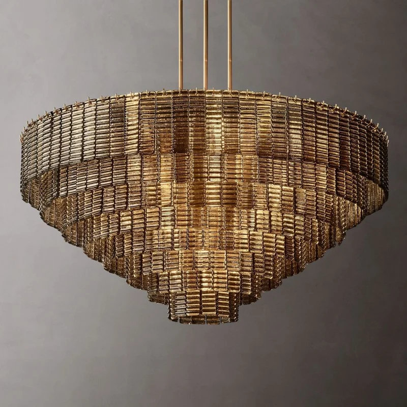 Ronde Kroonluchter Glas & Messing 41-65cm Eetkamer Woonkamer Foyer Entree Slaapkamer Hotelverlichting | Sansoti