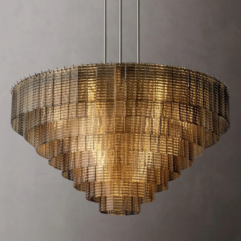 Ronde Kroonluchter Glas & Messing 41-65cm Eetkamer Woonkamer Foyer Entree Slaapkamer Hotelverlichting | Sansoti