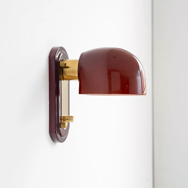 Vintage Wandlamp met Rode Glazen Kap — Sfeervolle Retro Verlichting voor Woonkamer & Eetkamer | Sansoti
