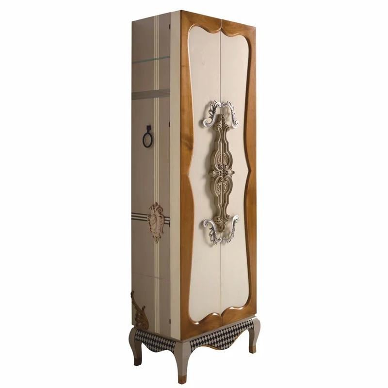 Casa Padrino Luxus Barock Schmuckschrank Creme / Bunt H. 170 cm - Barockstil Möbel