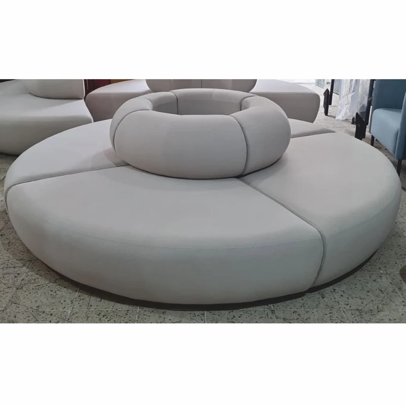 Casa Padrino Luxus Sofa Grau Ø 240 x H. 72 cm - Rundes Modulares Samt Sofa