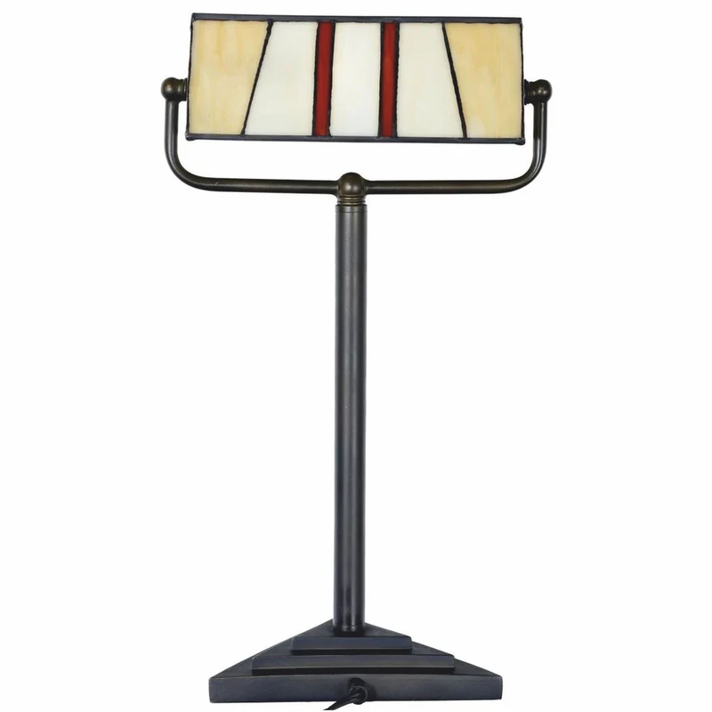 Casa Padrino Art Deco Tiffany Tischleuchte Schwarz / Bunt H. 44,5 cm - Tiffany Leuchten