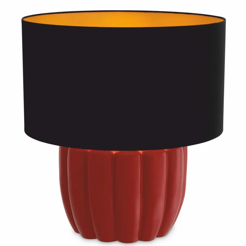 Casa Padrino Luxus Tischleuchte Rot / Schwarz H. 59,5 cm - Luxus Qualität