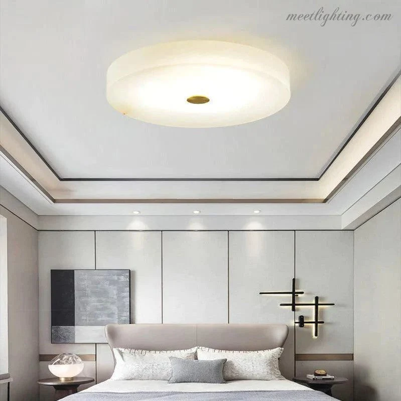 Ronde Plafondlamp Albast LED 30-50cm Warm Licht Scandinavisch Design Woonkamer Slaapkamer Eetkamer Hal | Sansoti