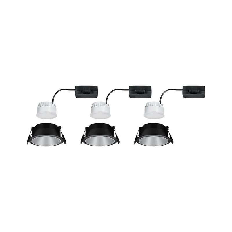 LED Einbauleuchte Cole Basis-Set 8,8cm Schwarz, Silber