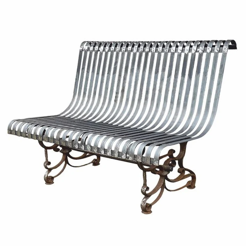 Casa Padrino Jugendstil Schmiedeeisen Gartenbank Silber / Rost 120 cm - Garten Möbel