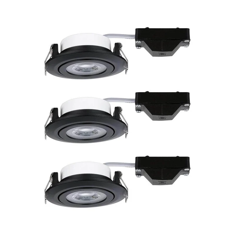LED Einbauleuchte 3er-Set schwenkbar Schwarz-Matt