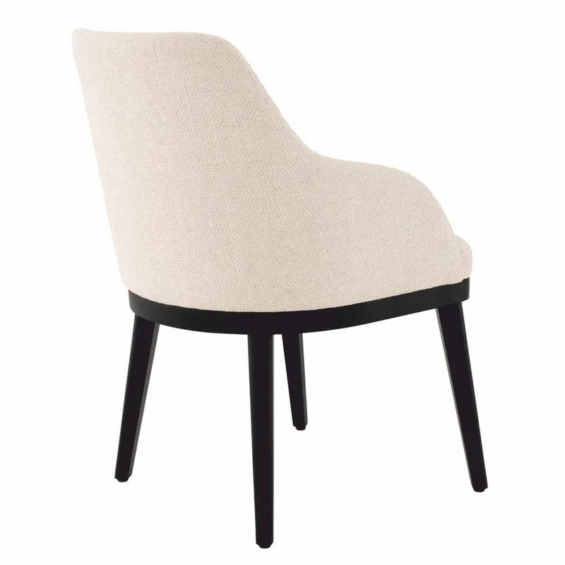 Casa Padrino Luxus Esszimmer Stuhl mit Armlehnen Naturfarben / Schwarz H. 79 cm