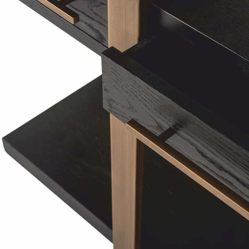 Casa Padrino Luxus Sideboard Schwarz / Antik Messing 180 cm - Luxus Möbel