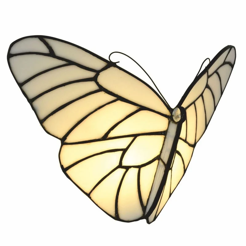 Casa Padrino Art Deco Tiffany LED Wandleuchte Schmetterling Weiß / Schwarz - Tiffany Leuchten