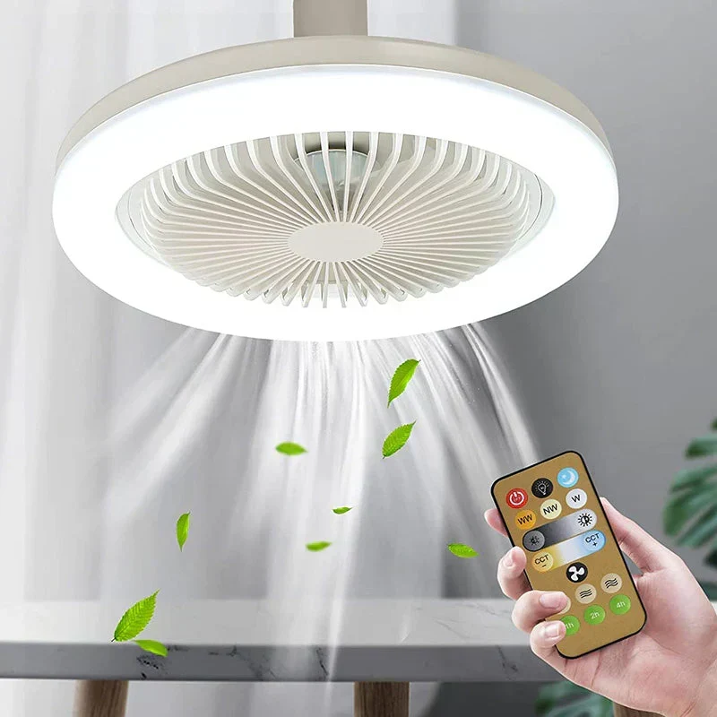 Plafondventilator met LED-verlichting E27 Afstandsbediening Verstelbare Snelheid Energiebesparend Stille Motor | Sansoti