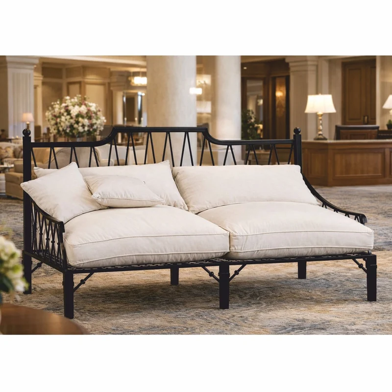 Casa Padrino Luxus Jugendstil Sofa Schwarz / Creme 190 cm - Garten & Hotel Möbel