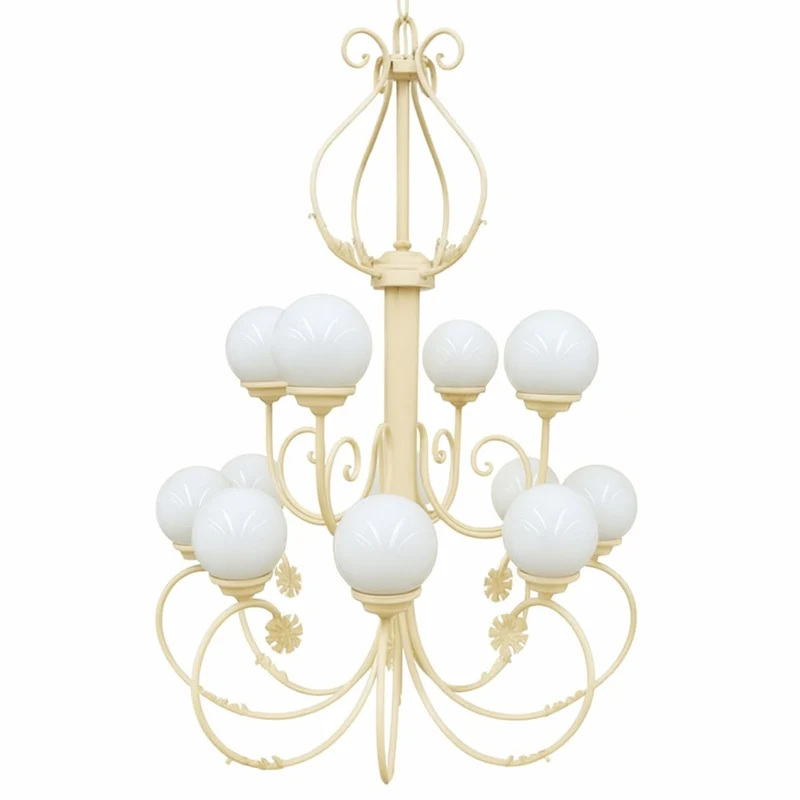 Casa Padrino Luxus Barock Schmiedeeisen Kronleuchter Creme / Weiß Ø 110 x H. 155 cm