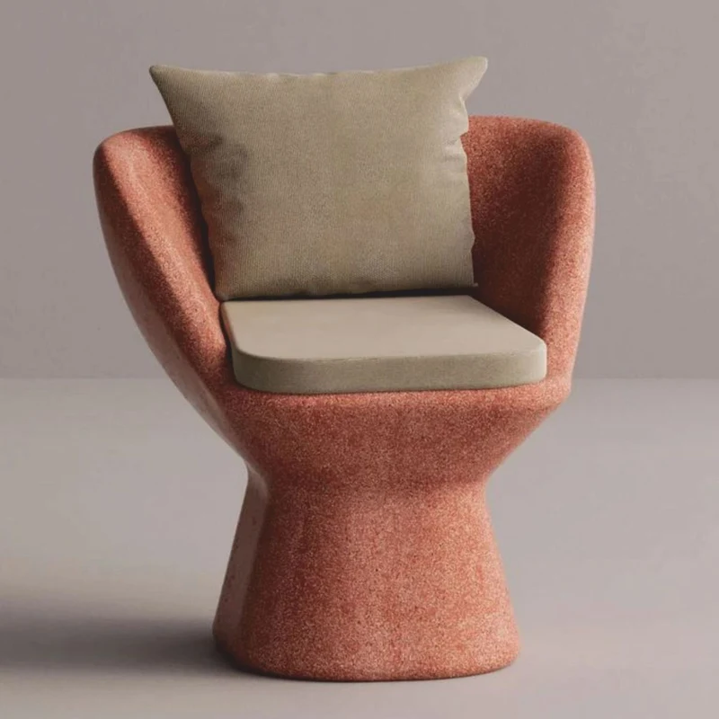 Casa Padrino Luxus Sessel Beige / Rot - Wetterfester Beton Sessel