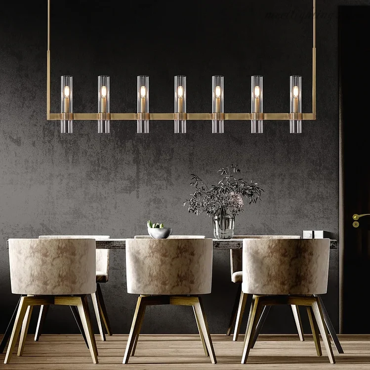 Glazen Hanglamp Modern 7-Lichts 149cm Staal Aluminium Eettafel Woonkamer Dimbaar Verstelbaar Industrieel Design | Sansoti