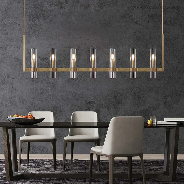 Glazen Hanglamp Modern 7-Lichts 149cm Staal Aluminium Eettafel Woonkamer Dimbaar Verstelbaar Industrieel Design | Sansoti