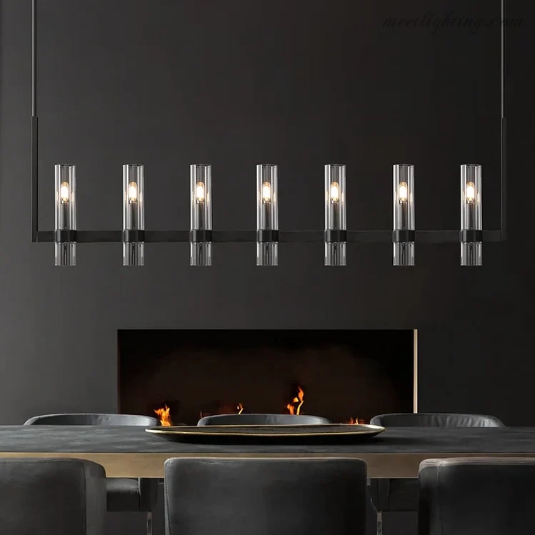 Glazen Hanglamp Modern 7-Lichts 149cm Staal Aluminium Eettafel Woonkamer Dimbaar Verstelbaar Industrieel Design | Sansoti